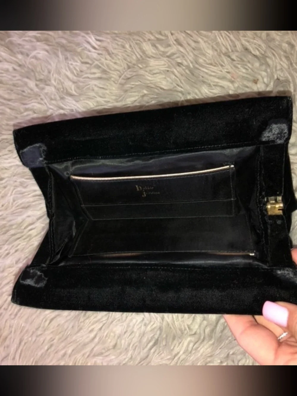 Mid-century 1950s Bobbie Jerome black velvet clutch